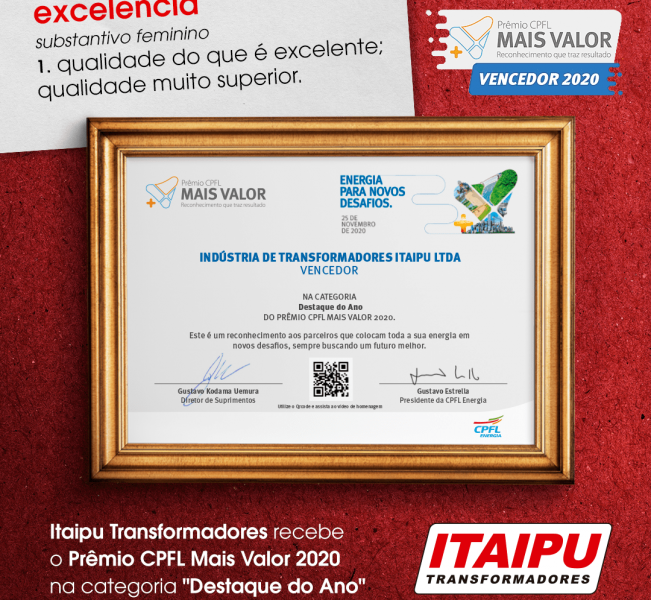 Prêmio CPFL Mais Valor 2020 na categoria “Destaque do Ano”